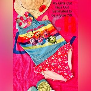 🚨3/$15 *Girls* Shopkins Modest Coverage Tankini Size: Medium (7/8)